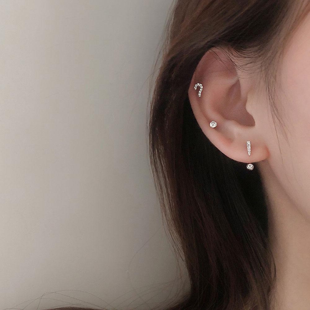 QQMALL Bông Tai Bạc Hình Câu Hỏi Nhỏ Sang Trọng Sáng Tạo