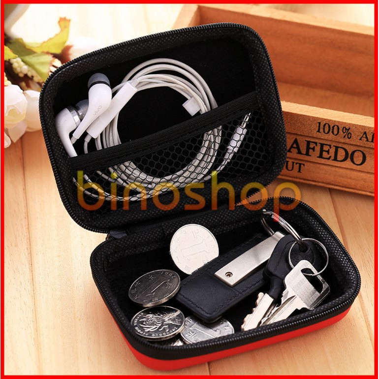 Hộp đựng tai nghe dây sạc usb đa năng hình chữ nhật 120x80mm