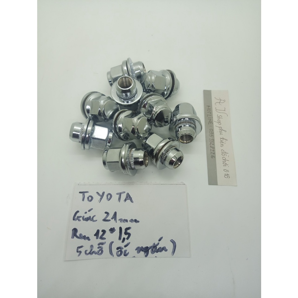 Ốc lốp bánh xe, Ốc tắc kê, Ê cu mâm xe toyota 4 chỗ và 7 chỗ Giác ngoài 21, ren 12 x 1,5