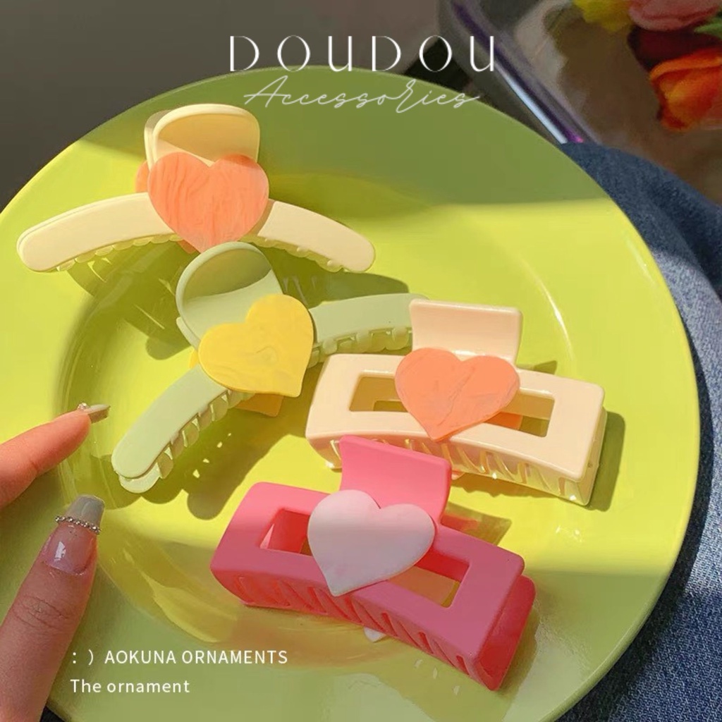 Phụ kiện tóc Doudou Cặp tóc nữ Kẹp càng cua nơ tone màu ngọt ngào Hot trend phong cách Hàn Quốc thời trang ZJ039