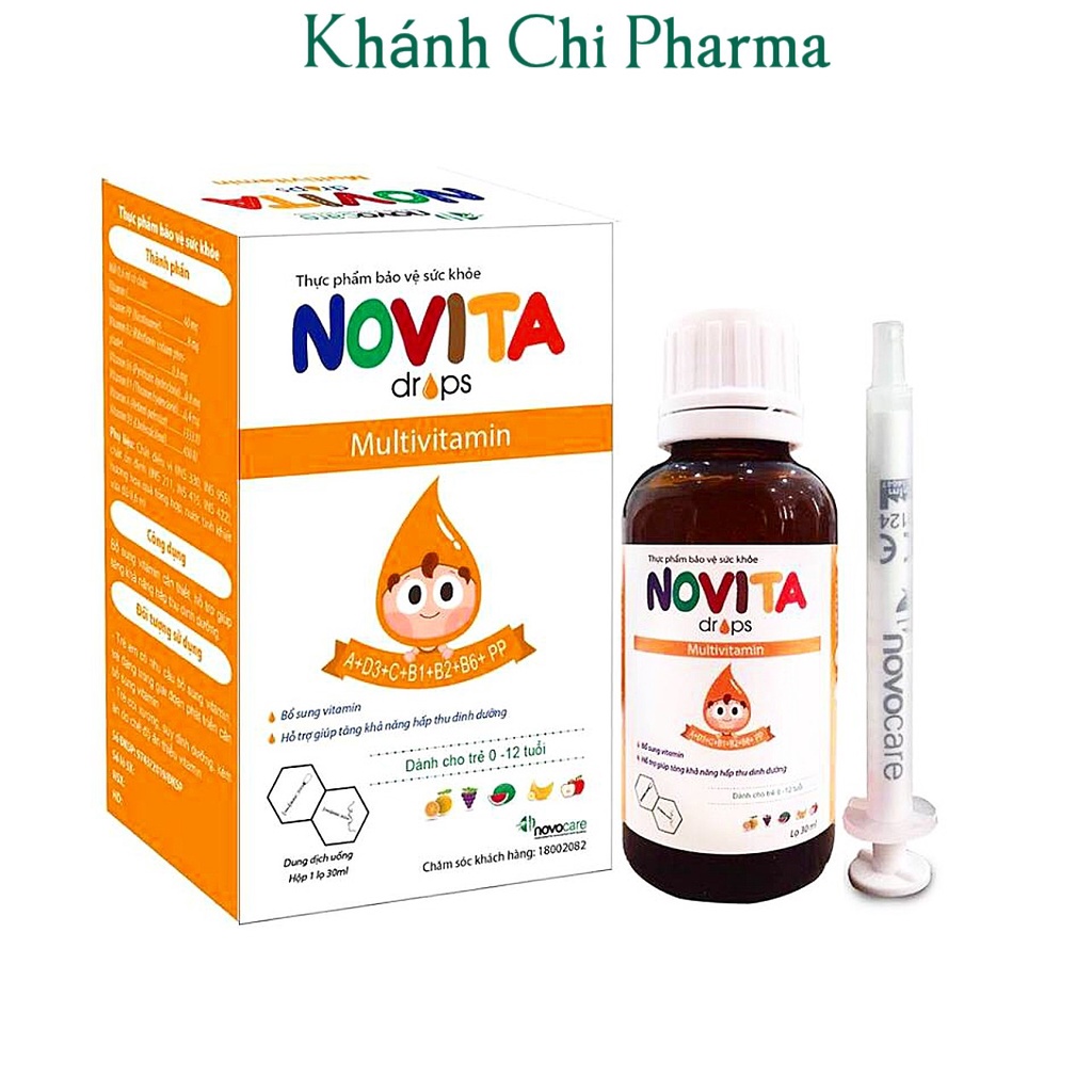 Multivitamin Novita drops lọ 30ml. Bổ sung vitamin cho trẻ từ 0 tháng tuổi do chế độ ăn thiếu vitamine (cpc1hn)