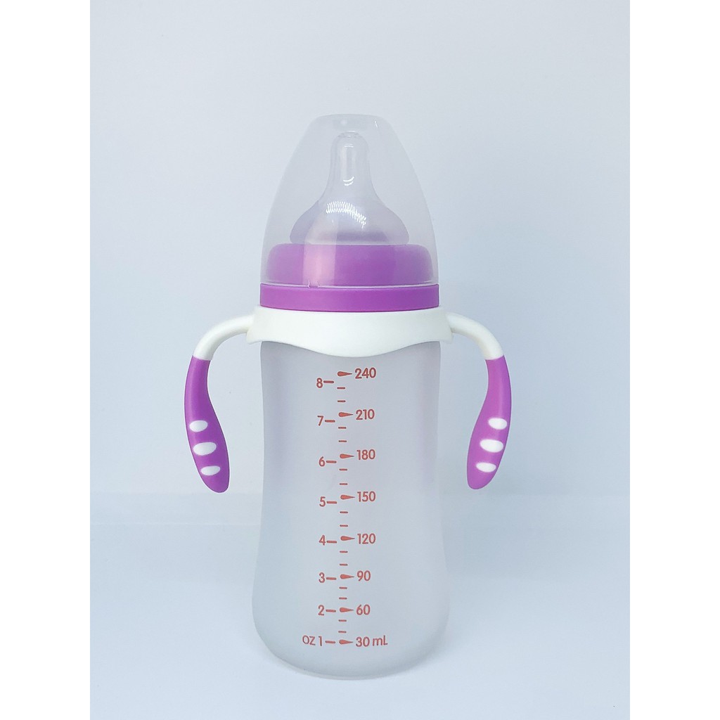 Bình sữa thủy tinh bọc silicon Gluck Baby 240ml