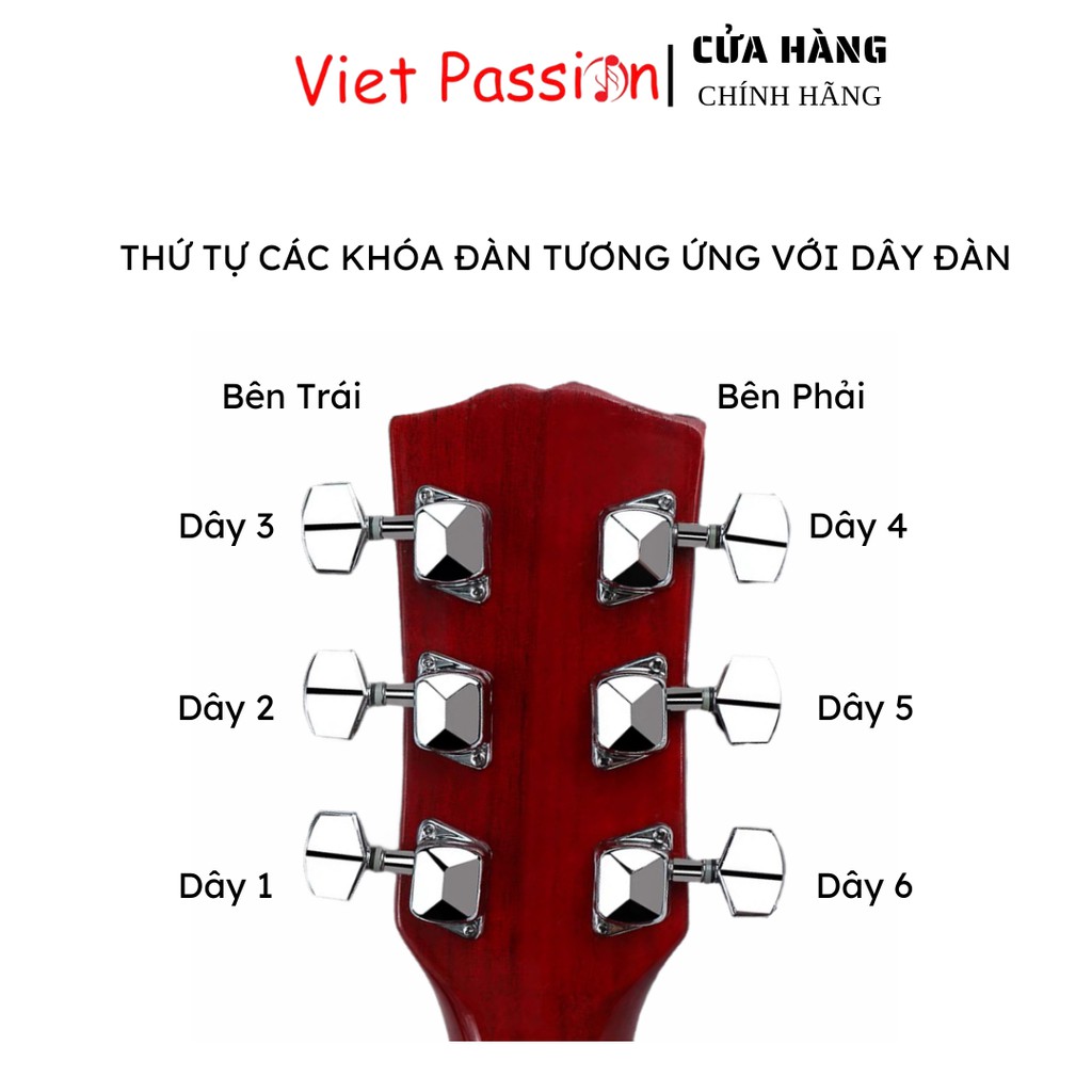 Khóa đúc cao cấp dành cho đàn guitar acoustic chất liệu niken chống rỉ Viet Passion