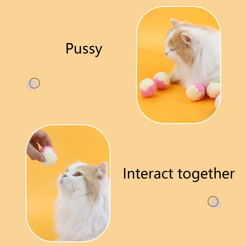 Set 12 Quả Cầu Lông Xù Mềm Đồ Chơi Cho Mèo