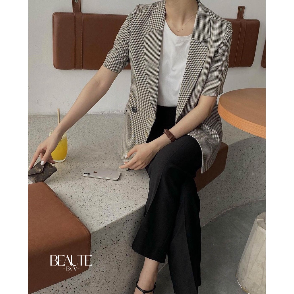 BEAUTEBYV - Áo blazer nữ cộc tay chiết eo nhẹ New Era | BigBuy360 - bigbuy360.vn