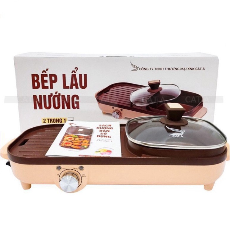 Bếp lẩu nướng đa năng [Sẵn Hàng] nồi lẩu nướng 2 trong 1 công suất cao 1500W phù hợp 5-6 người dùng_Vimart