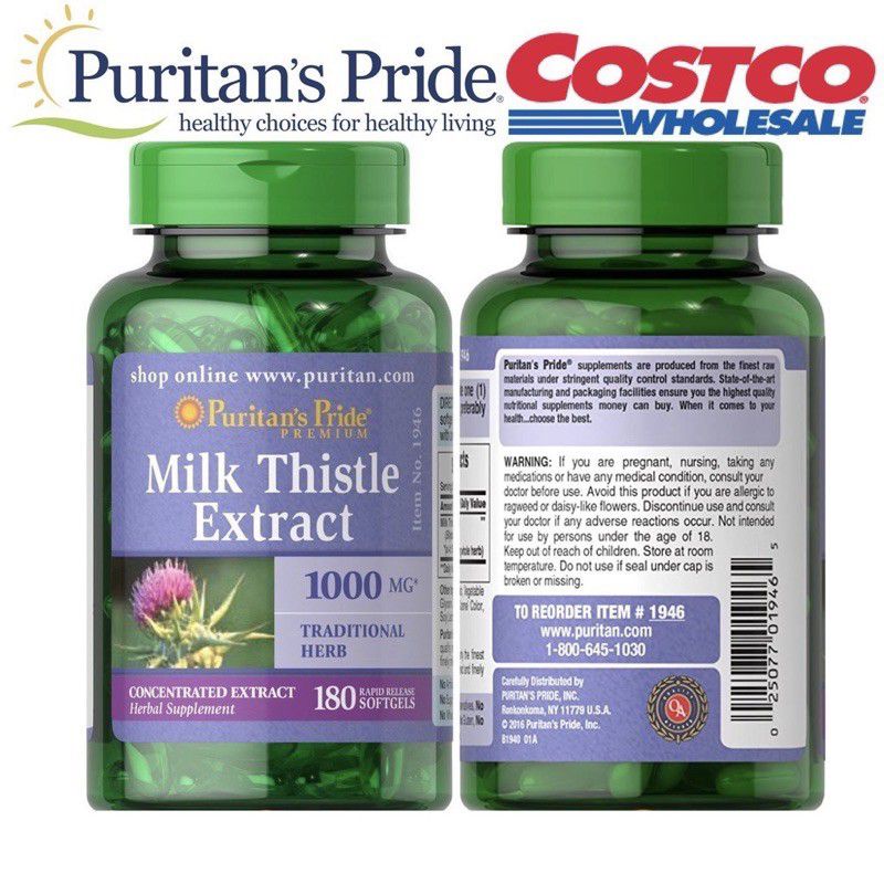 Viên uống bổ gan, Thải độc gan, mát gan tăng cường chức năng gan Milk Thistle Extract 1000mg Puritan's Pride