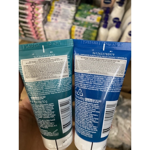 (Hàng KM) Sữa rửa mặt dạng gel tạo bọt cho da dầu và nhạy cảm La Roche-Posay Effaclar 50 ml Cho Da Dầu Mụn,Nhạy Cảm