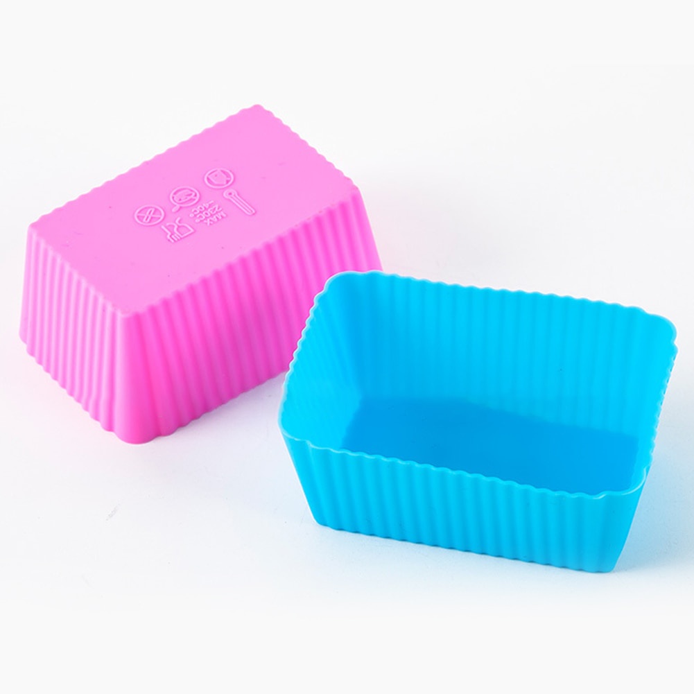 Bộ 6 Khuôn Silicon Hình Chữ Nhật Làm Bánh Muffin Cupcake Lót Nướng Bánh Cupcake Khuôn Kẹo Khuôn Bánh Bột Lọc Vân
