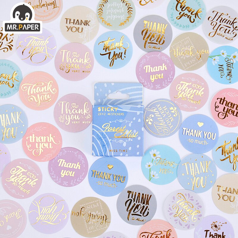 Set 46 sticker dán 8 mẫu tùy chọn trang trí DIY phong cách retro xinh xắn