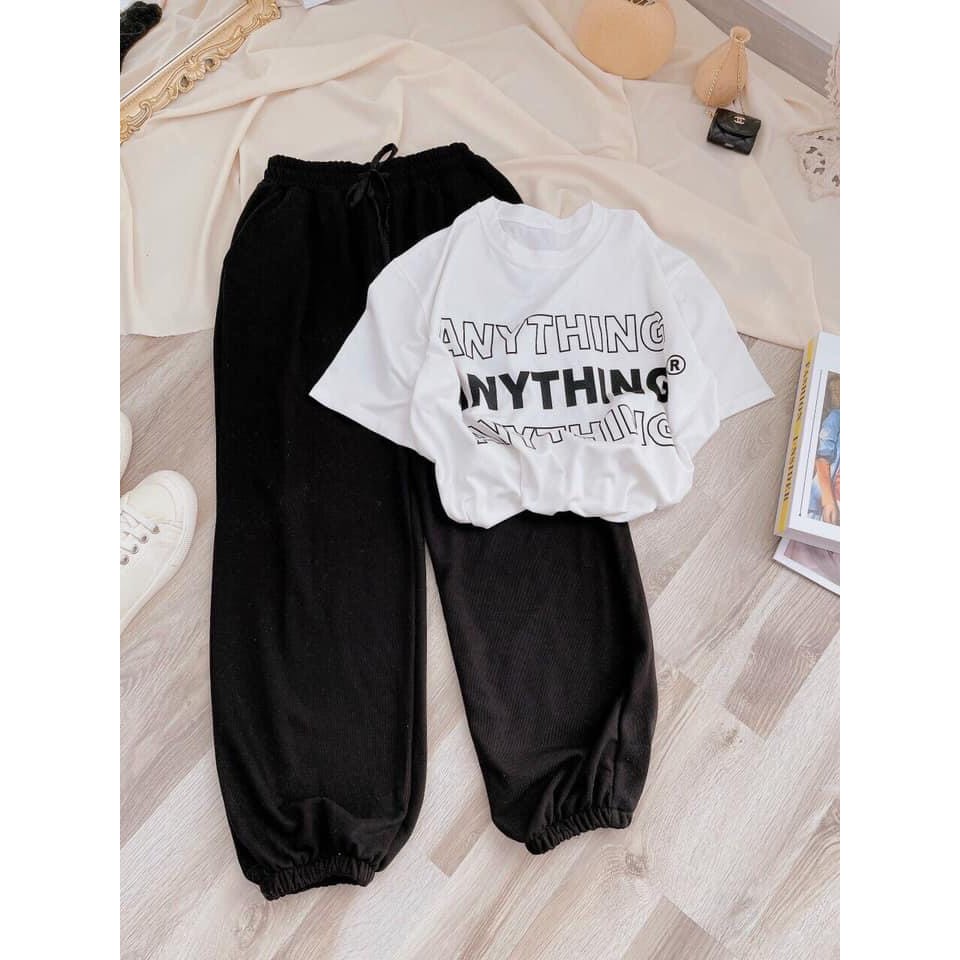 SET BỘ QUẦN THUN + ÁO THUN ANYTHNG SIÊU HOT - FORM RỘNG UNISEX 38-70KG [VIDEO ẢNH THẬT]