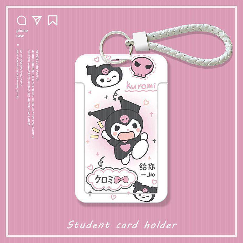 ⭐ iLado ⭐  Thẻ dây đeo thẻ sinh dễ thương Sanrio Hello Kitty Kuromi bọc căn cước thẻ hoc thẻ đi làm viên Vỏ bảo vệ bao đựng thẻ học sinh phù hiệu học sinh dây đeo bảng tên dây đeo bảng tên đồ dùng học sinh