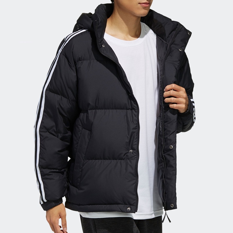 Áo Khoác Phao Adidas 100% Kẻ Sọc Có Mũ Trùm Thời Trang Mùa Đông Cho Nam Và Nữ