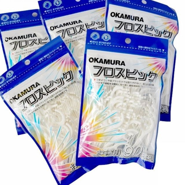 OKAMURA_Combo 5 Gói Tăm chỉ kẽ răng Nhật Bản Okamura