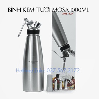 Bình xịt kem Mosa 3 vòi hoa kem inox 500ml - 1000ml Hướng dẫn cách làm kem cho khách Pb521