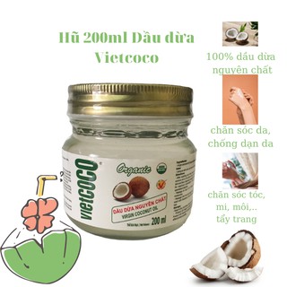 Dầu dừa nguyên chất Organic VIETCOCO hũ 200ML