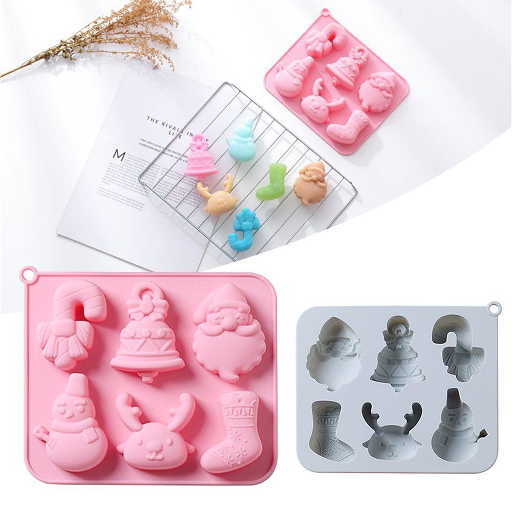 PINEVN Khuôn Silicone Làm Bánh &amp; Xà Phòng 6 Ngăn Hình Người Tuyết &amp; Chuông