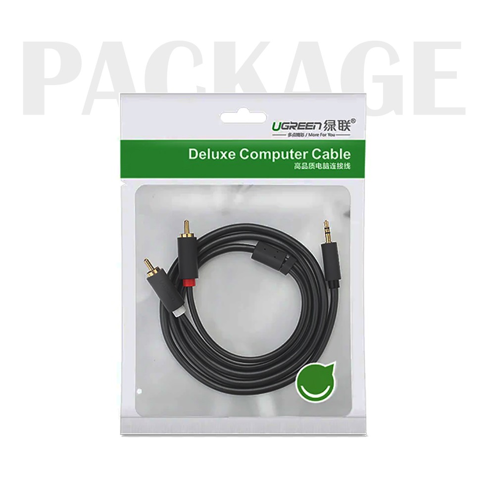 Cáp Chuyển Đổi Audio 3.5mm Ra 2 đầu RCA Hoa Sen Chính Hãng UGreen