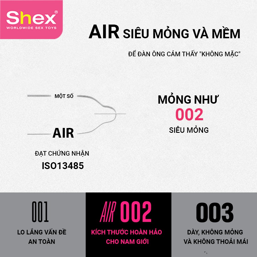 Bao Cao Su Thương Hiệu Shex (AIR, BEAST) Ôm Sát Chống Trơn Kéo Dài Thời Gian, Mang Đến Sự Thăng Hoa