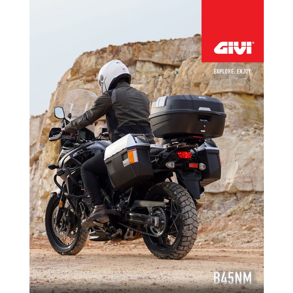 Thùng sau đi phượt GIVI B45NM ATLAS dung tích 45 Lít, thùng gắn sau xe máy, thùng đi phượt, đựng nón bảo hiểm, FullFace