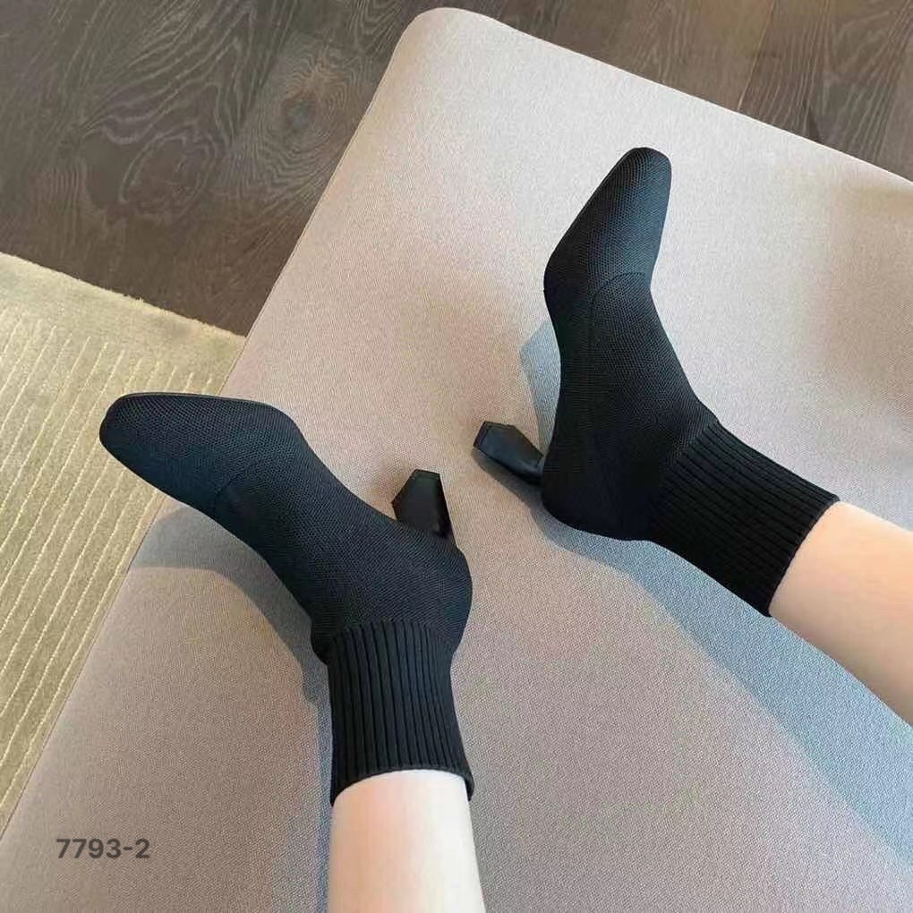 Giày bốt thời trang nữ QC ❤️FREESHIP❤️ Boots cổ len co giãn hottrend phong cách Hàn Quốc sang chảnh đế 7cm 7793-2