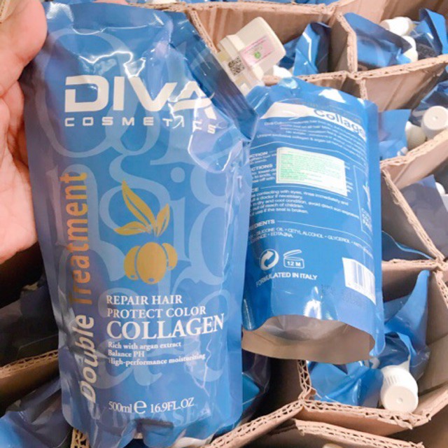 DIVA - Dầu Hấp Ủ Dưỡn Ẩm Phục Hồi Siêu Mềm Mượt Diva Collagen 500ml