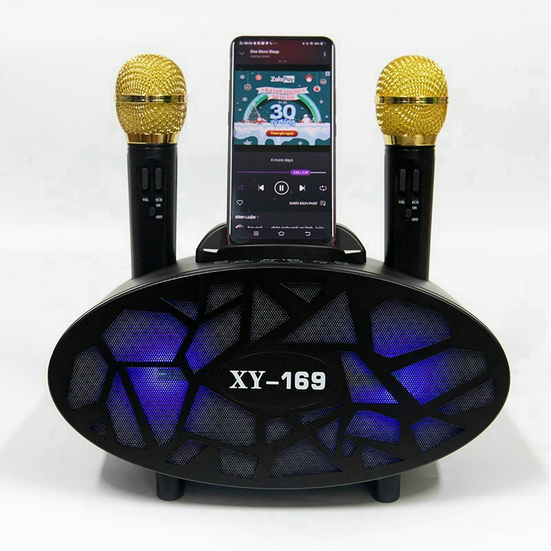 Loa bluetooth, loa karaoke mini XY-169 kèm 2 mic không dây, đổi mới trong vòng 7 ngày, bh 6 tháng- giao màu ngẫu nhiên