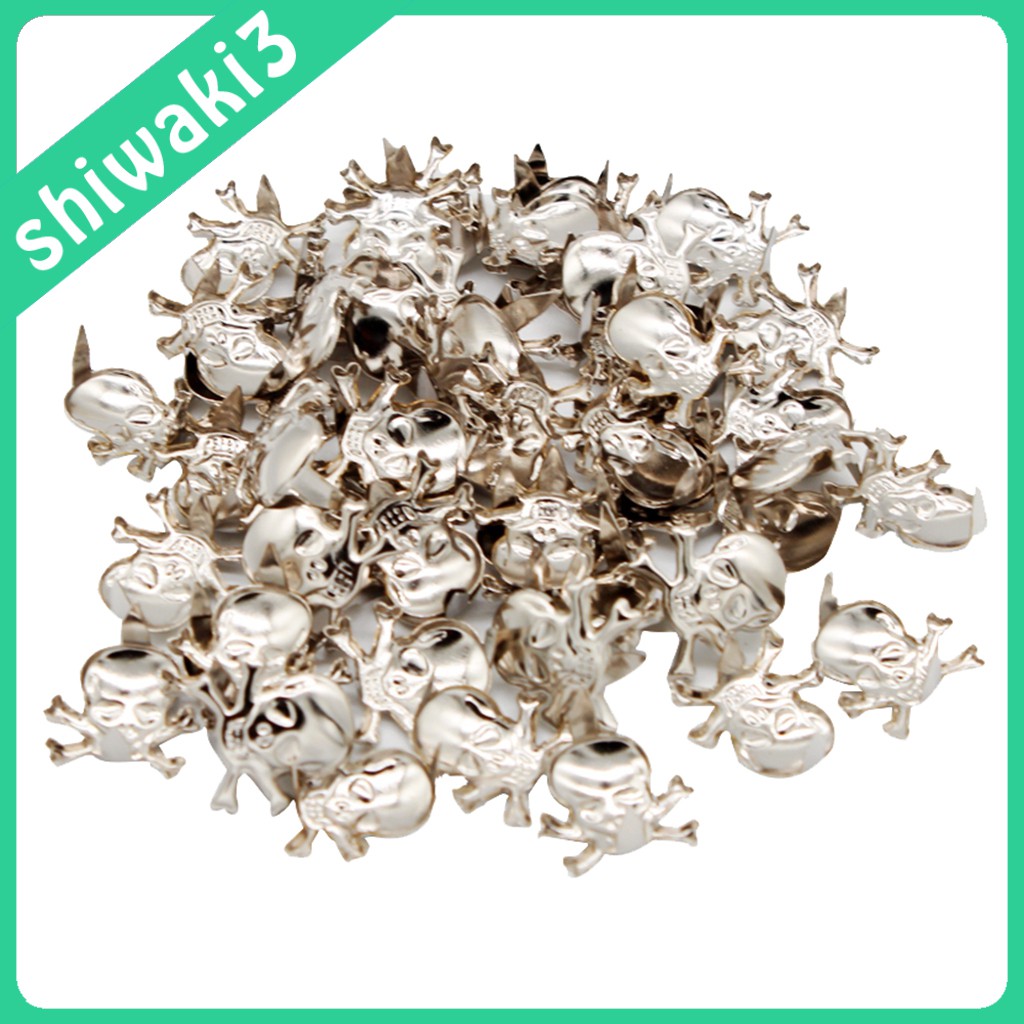 Bộ 50 đinh tán hình đầu lâu bằng kim loại trang trí quần áo / nón / da