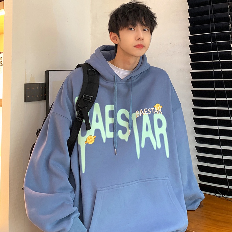 Áo Hoodie Dáng Rộng In Họa Tiết Graffiti Phong Cách Hàn Quốc Thời Trang Xuân Thu Cho Nam