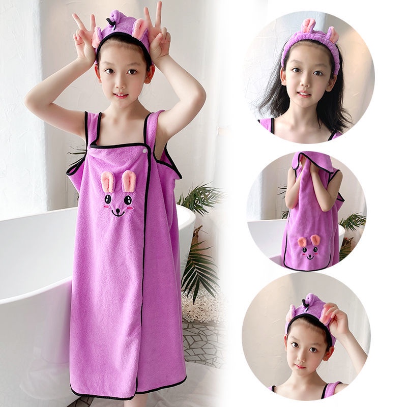 SUGE Khăn Choàng Tắm Vải Lông Cừu San Hô Siêu Mềm Mại Họa Tiết Hoạt Hình Cho Bé Gái