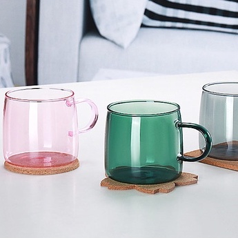 Cốc Thủy Tinh Cách Nhiệt Nhiều Màu Sắc 480ml Có Tay Cầm Tiện Dụng