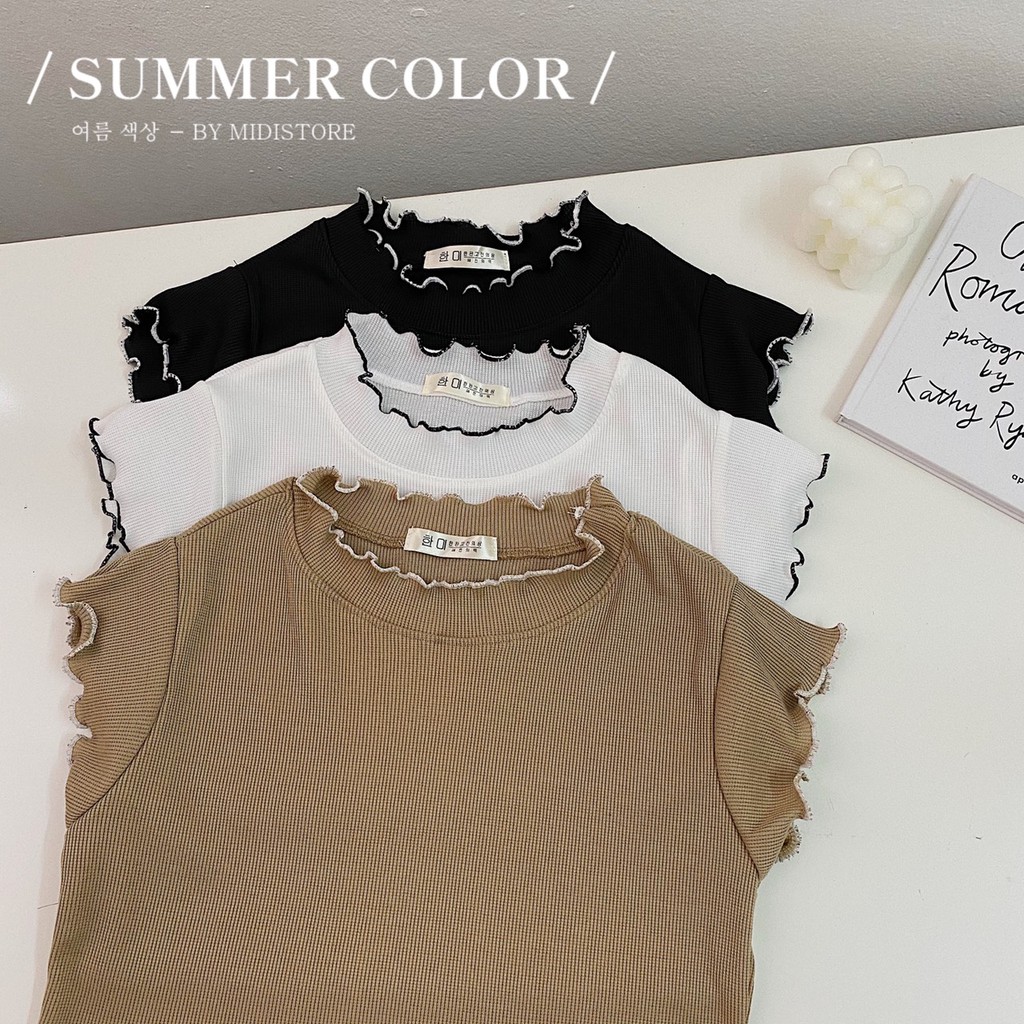 Áo Croptop gân viền