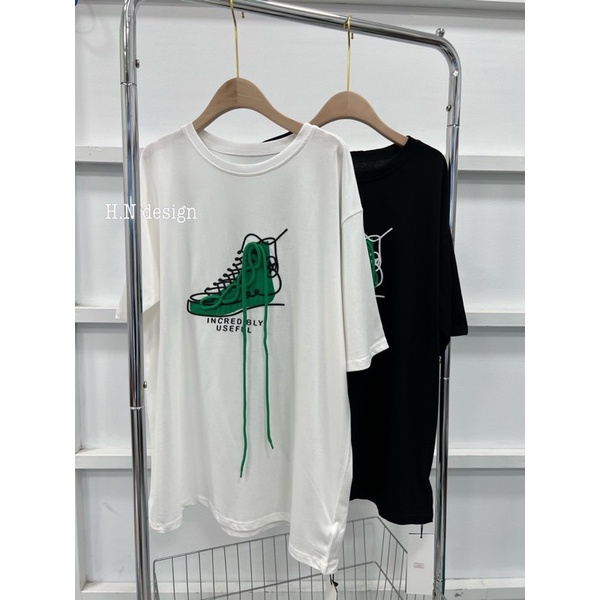 Áo thun nữ, Áo phông giày buộc dây form rộng hàng QC loại 1