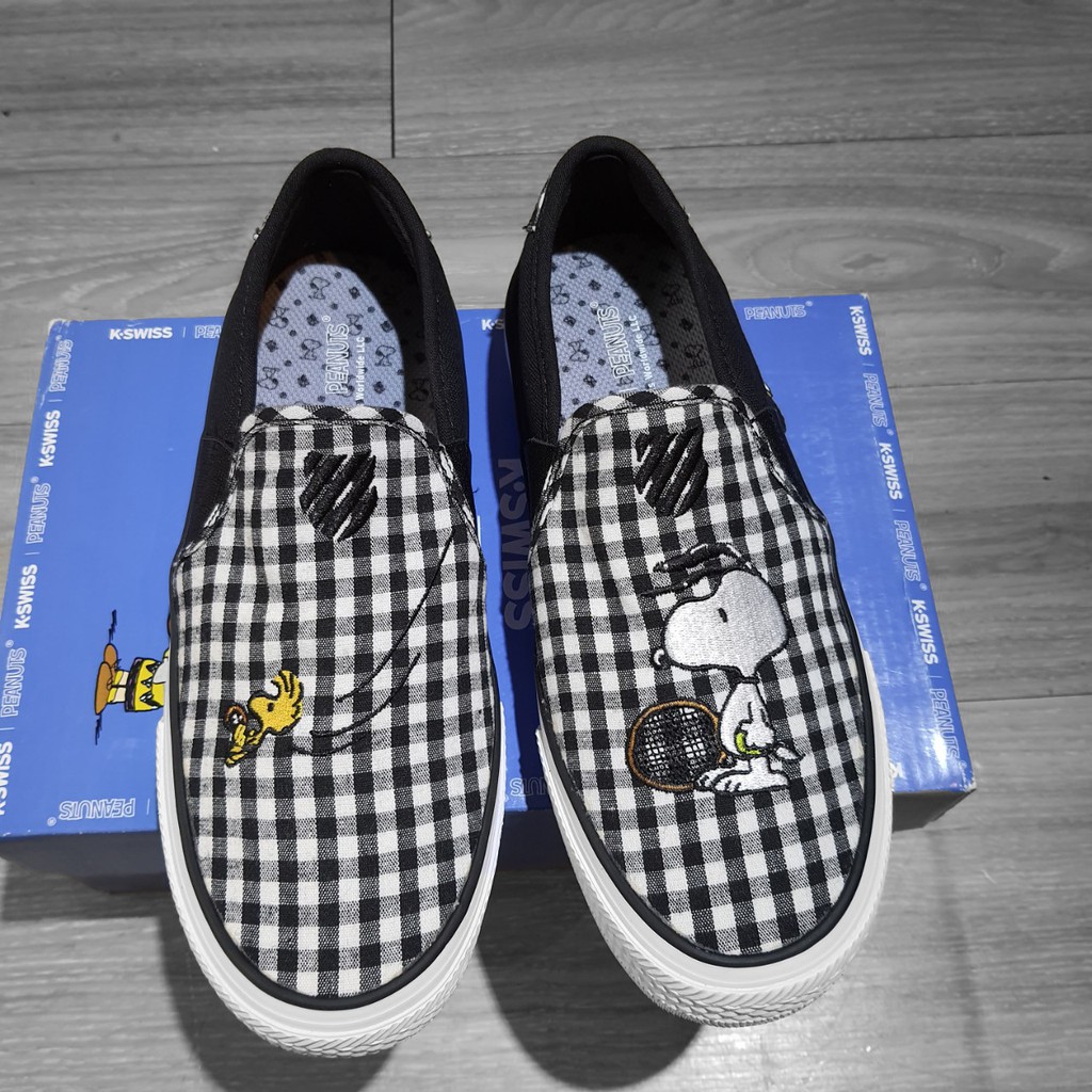 Giày lười Kswiss chính hãng cho nữ đen trắng caro