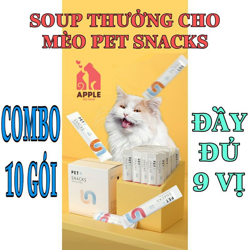 [PET SNACKS] [COMBO 10 GÓI] Soup thưởng cho mèo gói 15gr đầy đủ 9 vị