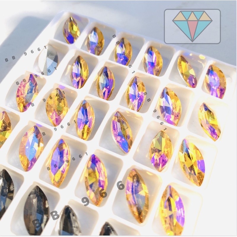 10 viên - 32v Đá Khối Trang trí Móng Nail Chân Bạc