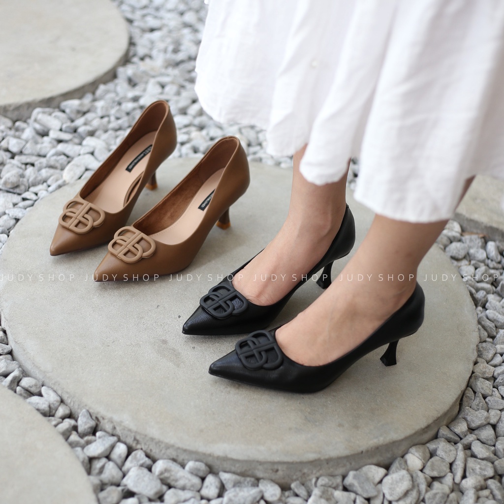 Giày Cao Gót Nữ- Giày Công Sở QBEL Da Mềm Mũi Nhọn 6p Thời Trang Full Box