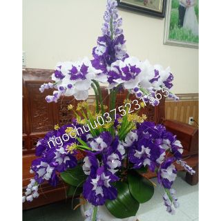 Bộ nguyên liệu hoa đá pha lê 15 cành k chậu