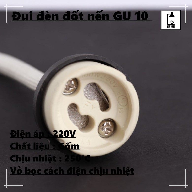 Đui bóng đèn halogen GU10 - Sử dụng cho đèn đốt nến thơm - Cao cấp có vỏ bọc cách nhiệt