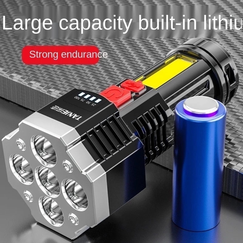 Đèn pin 5 bóng led siêu sáng chống thấm có thể sạc lại bằng usb