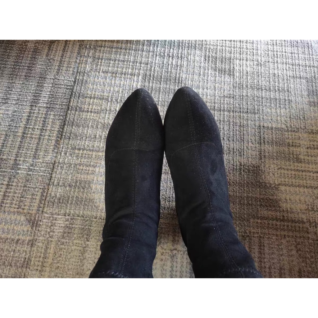 [Free Ship - Hàng Loại Đẹp] - Giày Boots Nữ Cổ Lửng Chất Da Lộn Đế Vuông Cao 7Cm - Bốt Nữ Cổ Ngắn Cao Gót kéo Khóa Sau | BigBuy360 - bigbuy360.vn