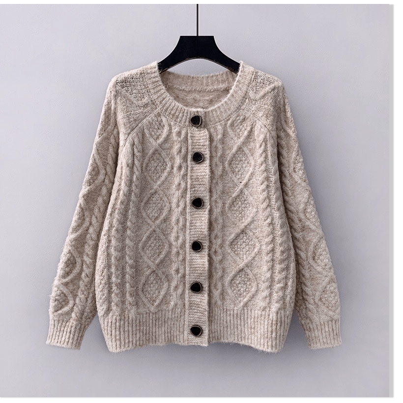Áo len nữ đẹp, áo len cardigan phụ nữ xoắn ngực màu tinh khiết nữ tính