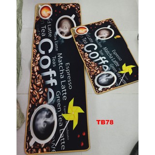 Bộ thảm bếp nỉ nhung lì cao cấp TB78 chống trượt, in 3D phong cách Hàn Quốc cho phòng bếp hiện đại