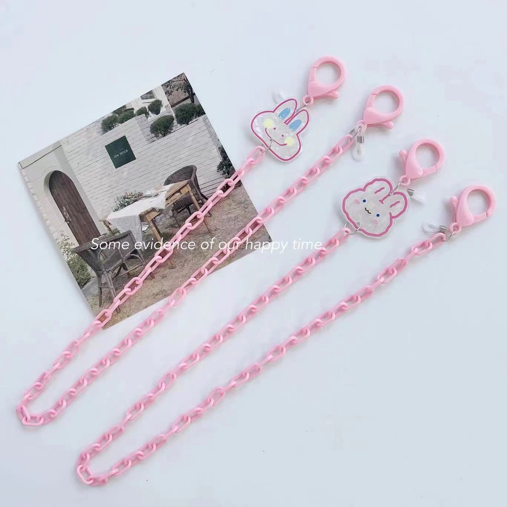 Dây Đeo Mặt Nạ Acrylic Hình Thỏ Hồng Dễ Thương Sáng Tạo