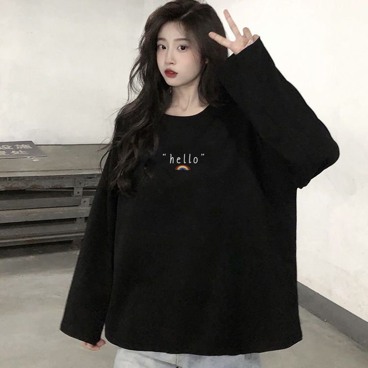 Áo Thun Cotton Tay Dài Dáng Rộng Plus Size Thời Trang Mới 200Kg Cho Nữ 2022