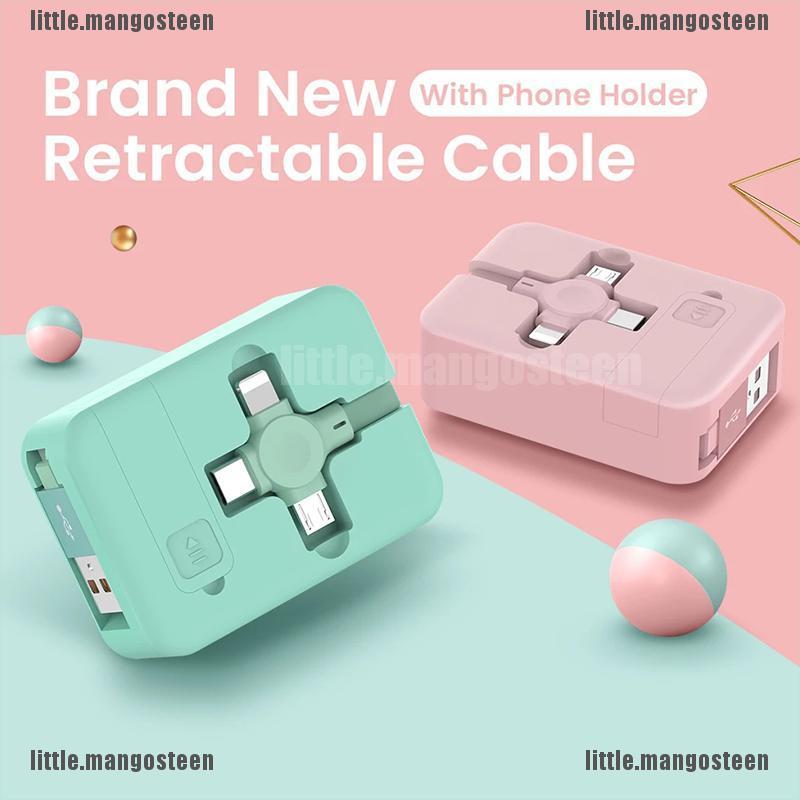 Dây cáp sạc dữ liệu USB loại C micro USB 4 trong 1 thu gọn được cho điện thoại