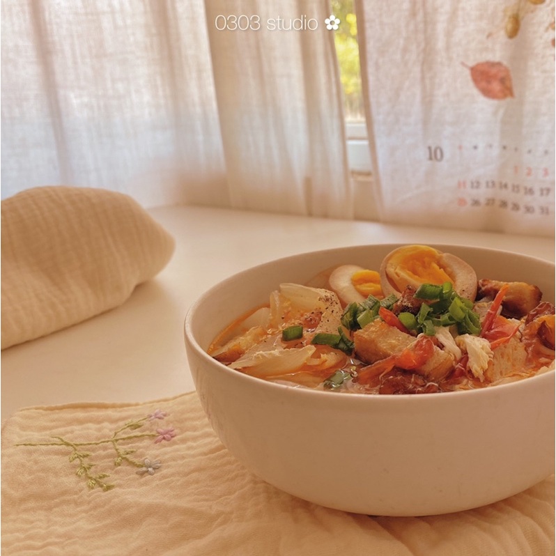 | 0303 studio | 15cm - Khăn mặt - khăn sữa - Khăn muslin thêu hoa - dòng khăn Êm 15cm
