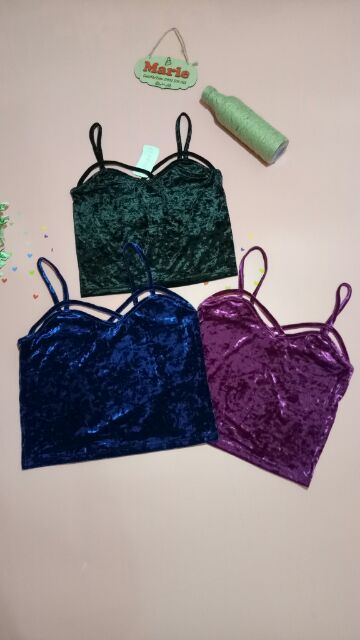 Áo nhung 2 dây croptop F21 vnxk