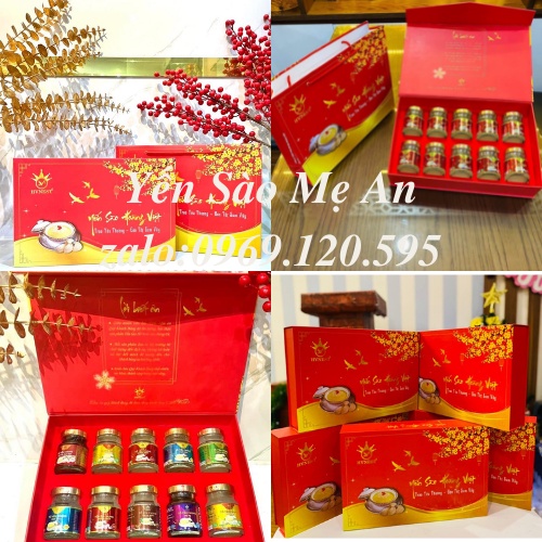 Tổ Yến Sào⚜FREESHIP⚜30% Yến Tươi Không Chất Bảo Quản HỘP QÙA VIP 10 Hũ  HOÀNG VIỆT- NHA TRANG, KHÁNH HÒA