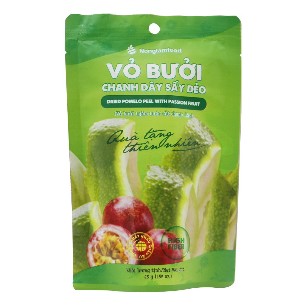 Vỏ bưởi chanh dây sấy dẻo 45g Nông Lâm Food trái cây sấy dẻo ít đường giảm cân,ăn kiêng,bổ sung các chất cho cơ thể